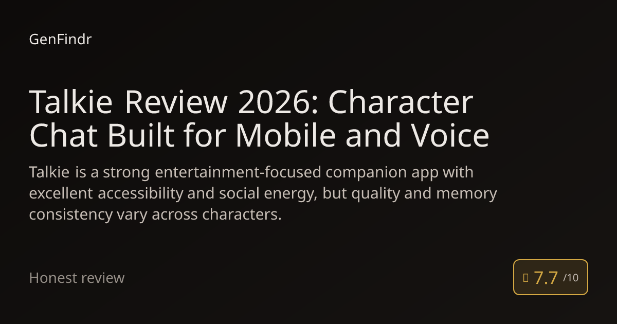 Talkie Review 2026: Character Chat Built for Mobile and Voice | GenFindr